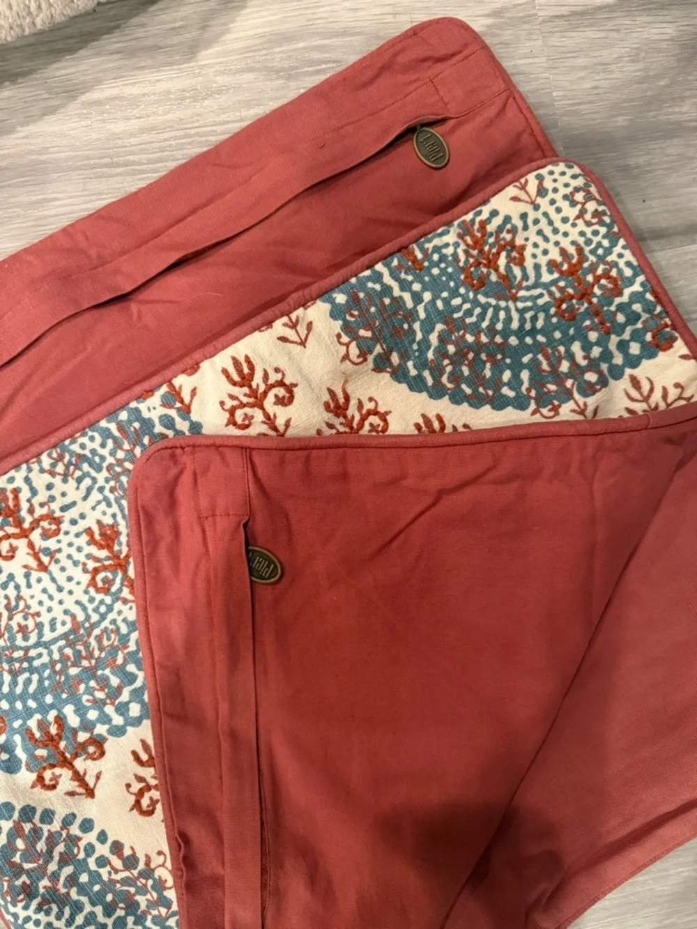Pier 1 Blue and Rust Floral Embroidered Accent Pillow Cover‎ Set of 2